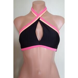 Bikini Nation black pink trim bikini top size S